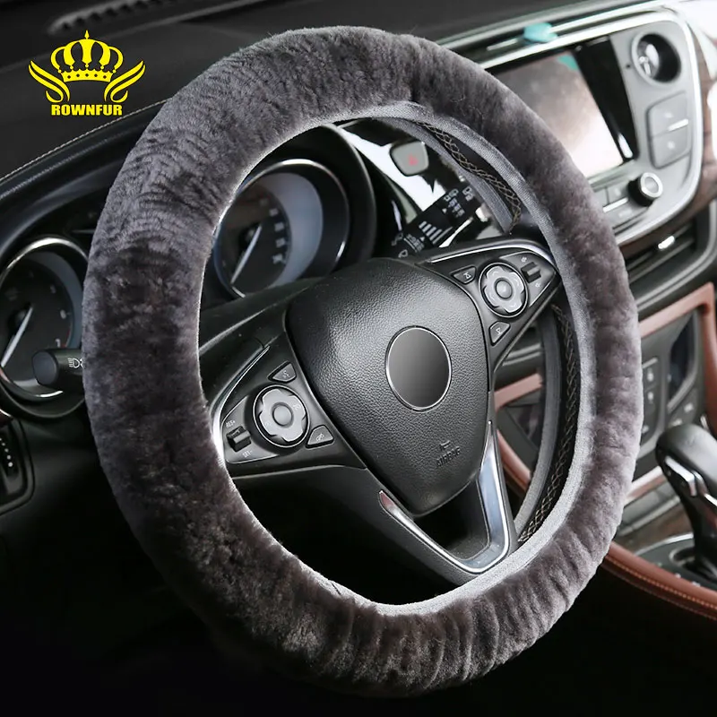 Натуральной Овчины руль рулевое колесо Чехол Премиум Шерсть Руль Обложка