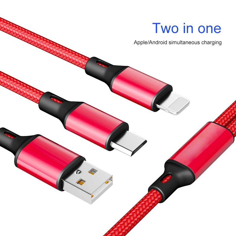 2 в 1 8 Pin USB кабель для iPhone Xs Max Xr X 8 7 6 6S Plus Быстрая зарядка Micro USB кабель для samsung Xiaomi кабель для мобильного телефона
