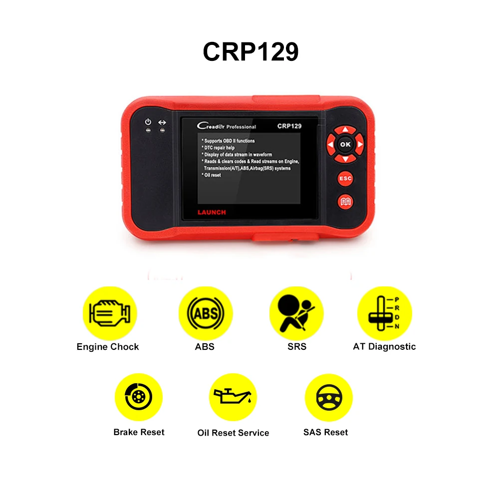 LAUNCH X431 CRP129E CRP123E CRP129 CRP123 бесплатное обновление для ENG/AT/ABS/SRS сброс считыватель кода для компьютерной диагностики автомобиля OBD2 Диагностический Авто сканер инструмент - Цвет: X431 129