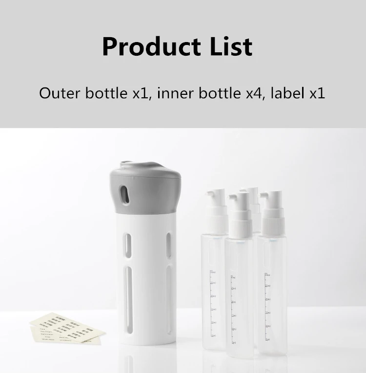 Four In One Portable Travel Cosmetic Bottle Points Bottling Plastic Material Refillable Container Empty Cosmetic Containers