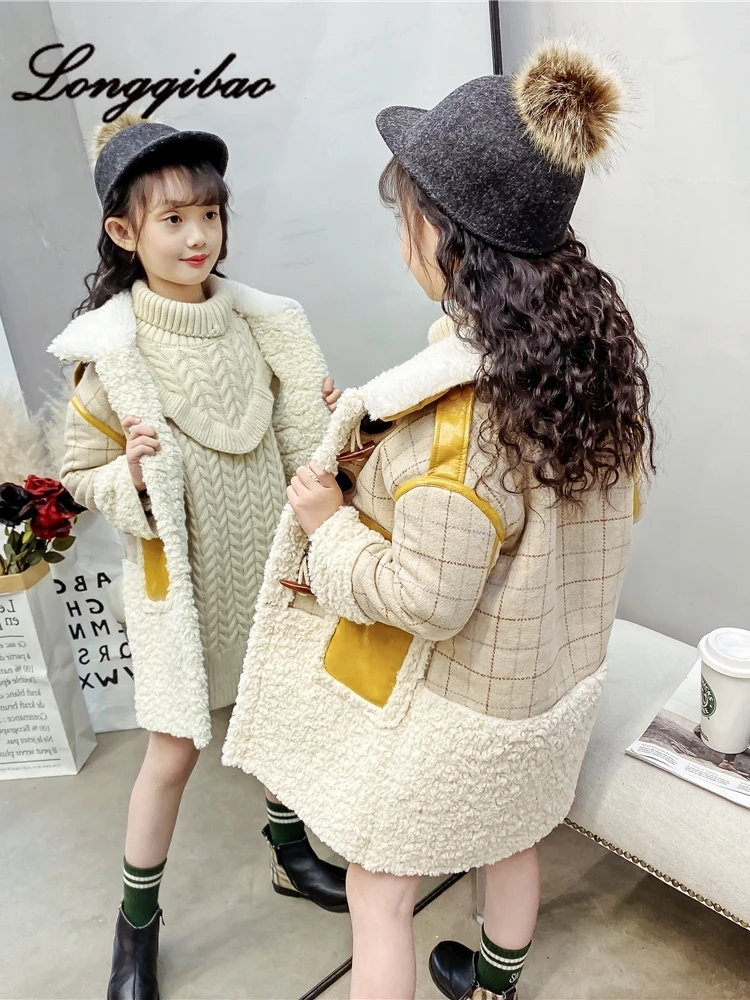 Хлопковая куртка с длинными рукавами для девочек Новинка года, зимнее детское длинное теплое пальто в Корейском стиле на осень и зиму