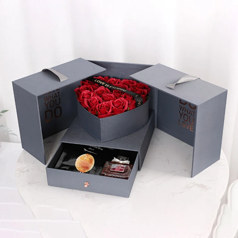 

Creative Valentine's Day Rose Gift Box Artificial Flower Gift Box Soap Flower Romantic To Girlfriend Lover