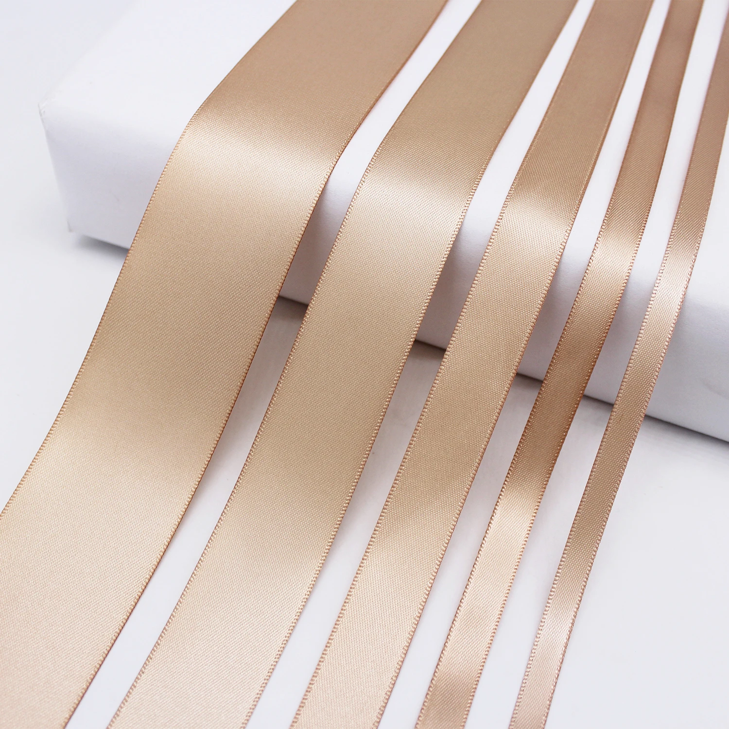 5 Meter/Lot Tan Solid Color Grosgrain Ribbon Polyester Fabric Silk Satin Ribbon For DIY Gift Accessories 1/4" 3/8" 5/8" 1" 1.5"