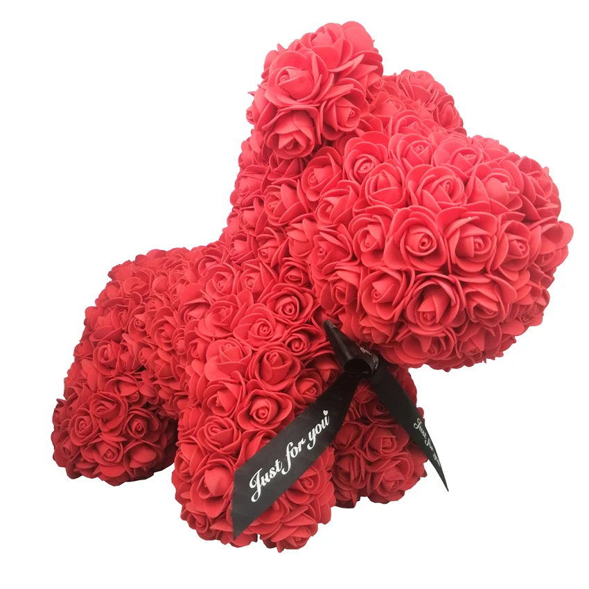 35cm red dog Подарок на день Святого Валентина, 38 см, Лидер продаж, мыло в виде собаки и утки, розовая пена, цветок для свадьбы, Подарок на годовщину, креативный подарок, сделай сам - Цвет: 35cm red dog