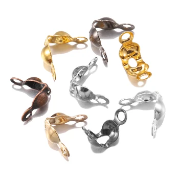 Концевые обжимные застежки для бижутерии, концевые застежки-коннекторы для шариков и цепочек, принадлежности для поделок, 200 шт./лот, 4 х7 мм