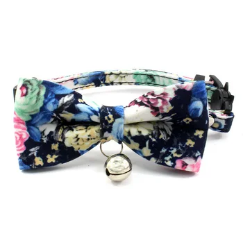 

Pet collar safety buckle copper bell dog collar pet collar fabric bow small and medium dog collar