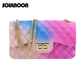 

Classic Luxury Designer Handbags Women's Gradient Shoulder Bag Ladies Jelly PVC Crossbody Bag Fashion Rainbow Wallet