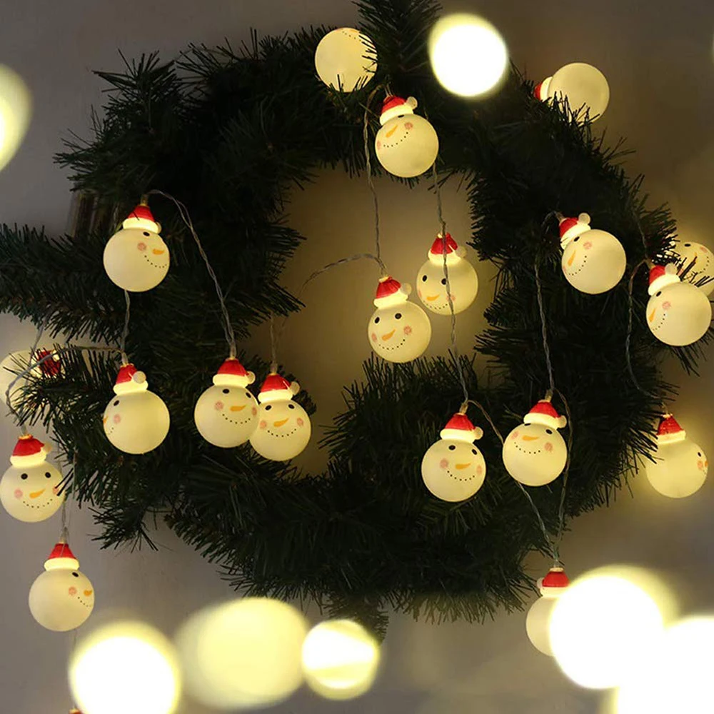Рождественская гирлянда 10/20 светодиодный Снеговик свет шнура батарея зарядная батарея работает дома сад вечерние рождественские огни