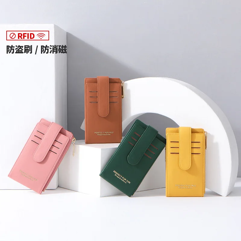 

RFID Protection Credit Bank Card Case Bag Women Female Multi-functional Coin Purse Anti-theft Wallet Shielding Card Cover