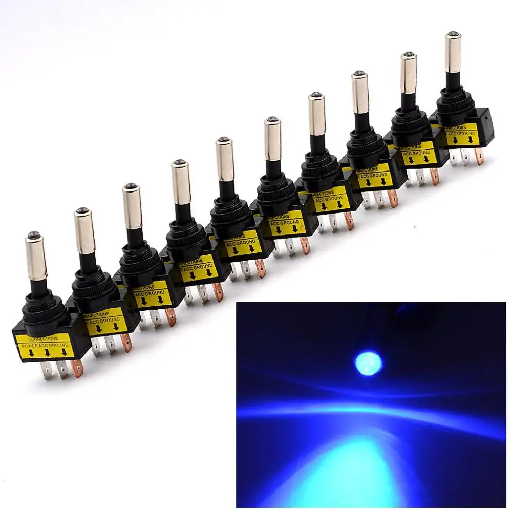 

10PCS Car 3PIN Light Tail Light Switch Marine Boat Rocker Switch Panel Socket LED Light for Car Vehicles Truck