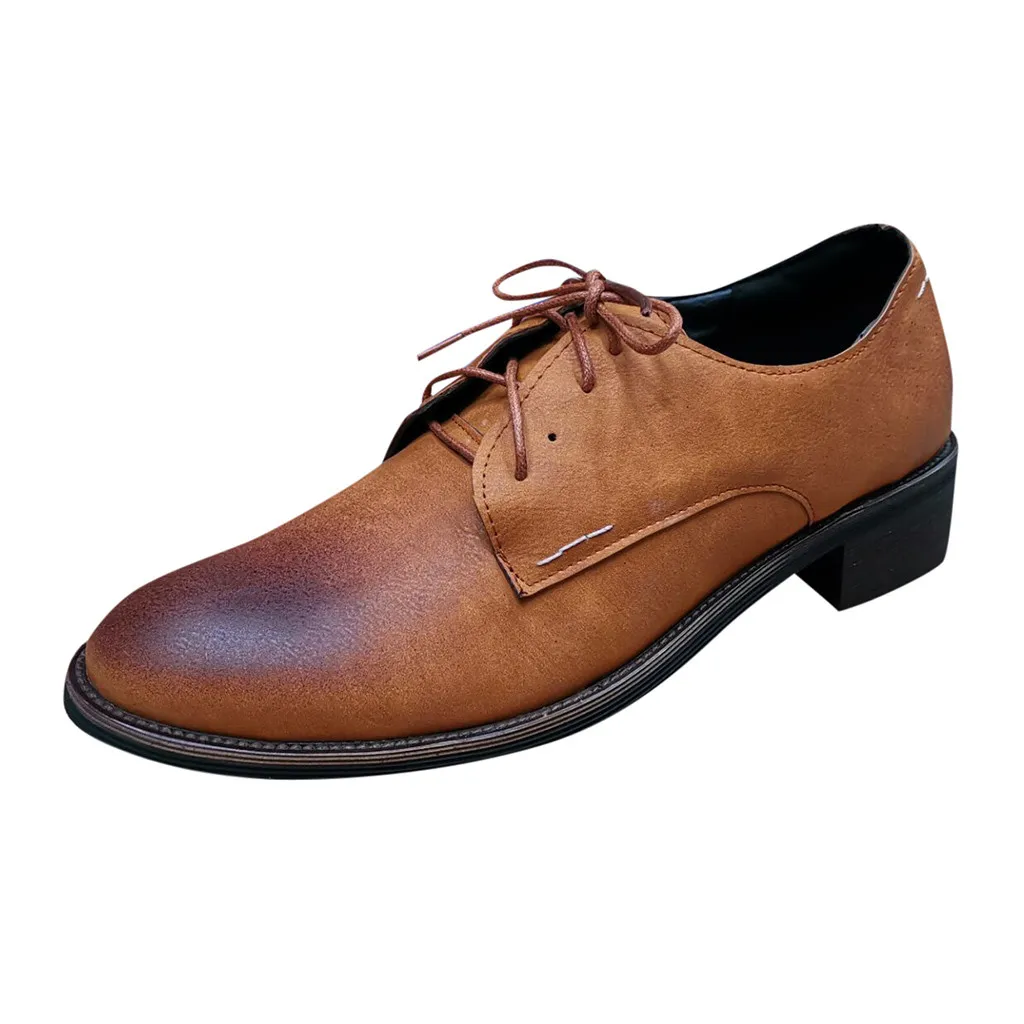 Winter Men Boots Shallow Large Size Leather Boots Lace-Up Casual Shoes for Men Flats Round Toe Low-heeled Male Ankle Boots