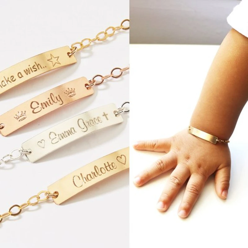 Name-Bracelet Stainless-Steel Toddler Custom Baby Birthday-Gifts Kids Child Year-Date