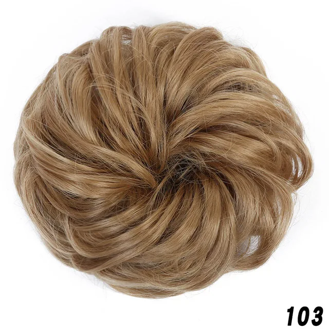 Синтетические резинки для волос шиньон грязные волосы булочка эластичная лента натуральный поддельный шиньон Термостойкое волокно для женщин LUPU парик - Цвет: 103