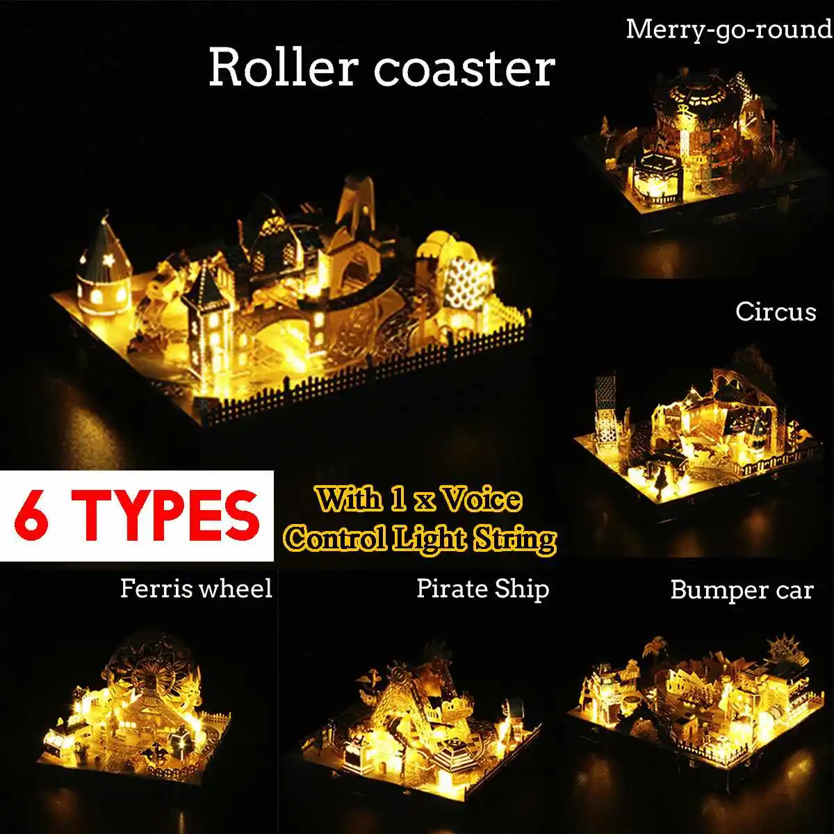 DIY 3D головоломка, игрушка, строительство, модель Ferris Whee/цирк/бампер автомобиль/горки DIY головоломки модель для детей Education игрушки