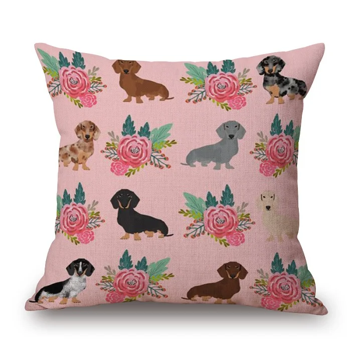 Dachshund Чехлы для подушек сохраняйте спокойствие и Обнимайте колбасную собачку, Рождественская наволочка 45X45 см, украшение для дивана в спальню - Цвет: 15