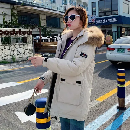 

2019 New Style Autumn And Winter Down Jacket Women's Mid-length Loose-Fit Super Fire INS down Coat Cotton-padded Clothes Army Wo