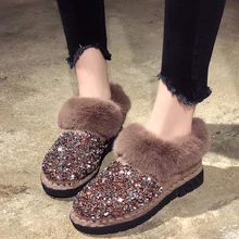 Rimocy/блестящие зимние сапоги на толстой платформе; женские модные теплые плюшевые ботильоны на плоской подошве; женские Резиновые Нескользящие ботинки; Botas Mujer