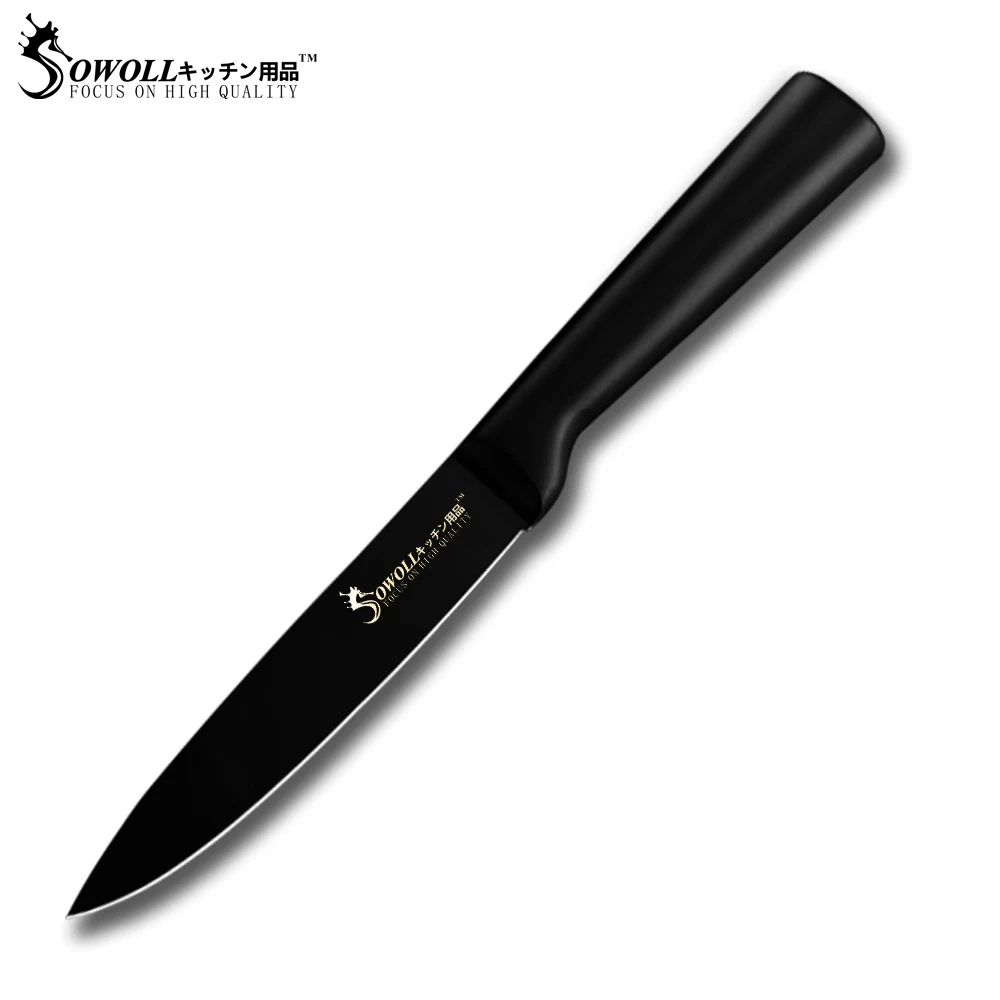 J.5 utility knife Sowoll 8 шт. набор ножей из нержавеющей стали не-ручка Полный Тан шеф-повара для нарезки хлеба сантоку ножи для чистки овощей и фруктов сумки для инструментов - Цвет: J.5 utility knife