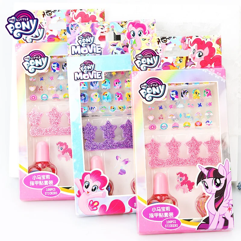 Hasbro пони Замороженные мультфильм DIY Детская Наклейка для ногтей с персонажем мультфильма лак для ногтей пилочка для ногтей Подарочная коробка набор девочка игрушка