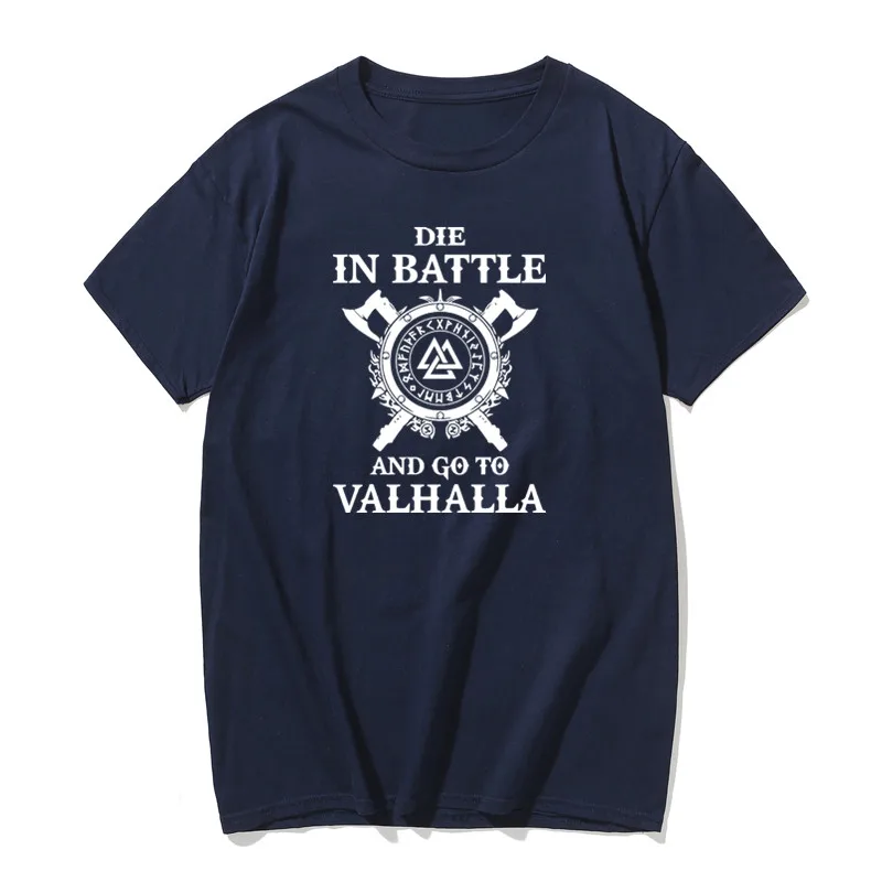 

ie In Battle And Go To Valhalla Vikings T-shirt For Men Plus Size Cotton Team Tee Shirt casual mens o-neck Short Sleeve t shirts