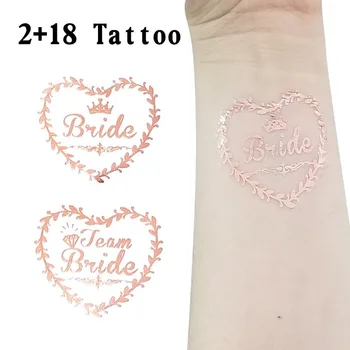 

20pcs=2pcs Bride+18pcs Team Bride Rose Gold Crown Team Bride Tatto Sticker for Bridal Shower Bachebor Party Supplies 2020