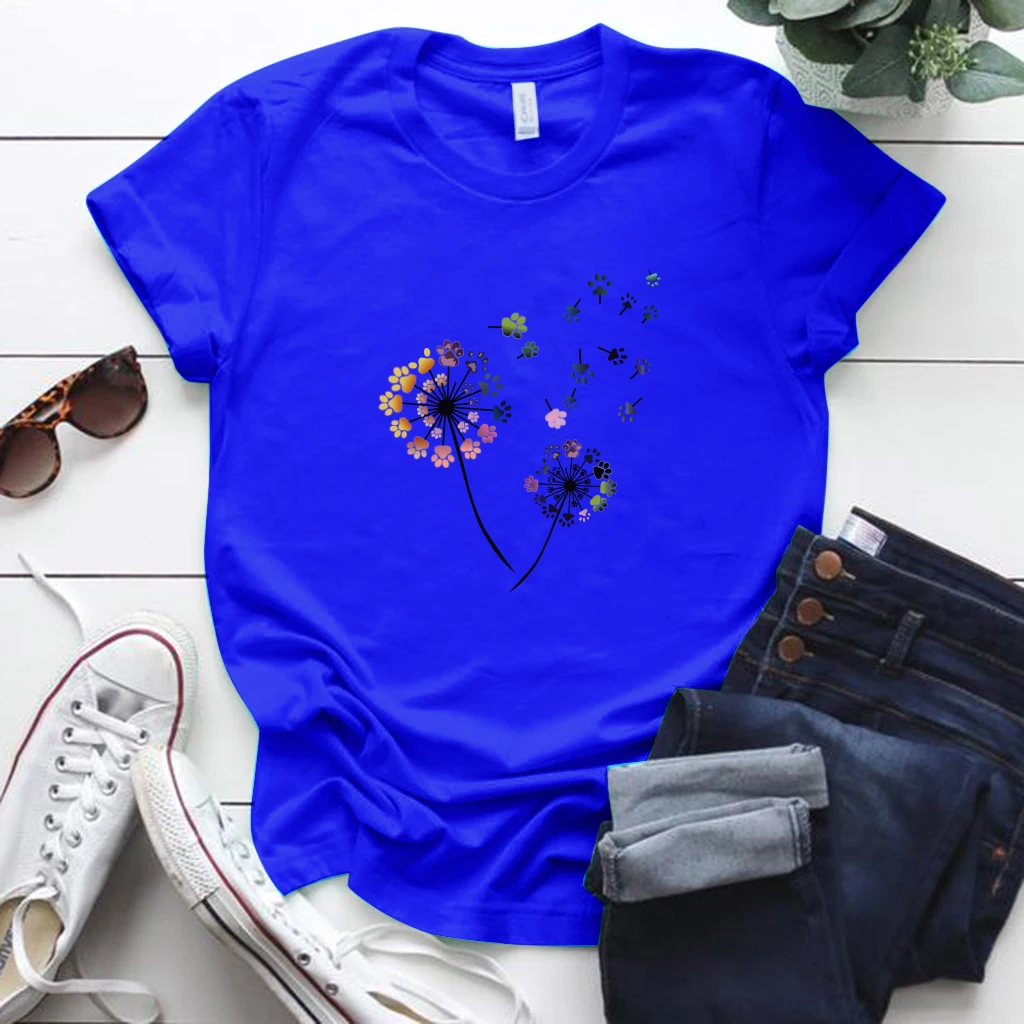 Color Dandelion Printed Tshirt Women S-5xl Plus Size Summer Funny Tshirt Tee Shirt Femme Short Sleeve Tops Women Clothing 2020