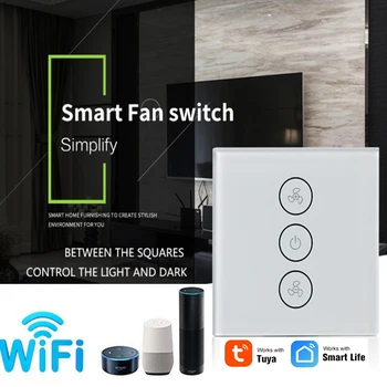 

EU US tuya smart WiFi intelligent ceiling fan switch APP remote timer speed control compatible with Alexa Amazon DIY smart home
