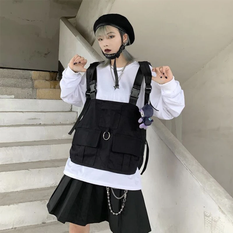 

Functional Tactical Chest Bag For Men Fashion Bullet Hip Hop Vest Streetwear Bag Waist Pack Women Black Chest Rig Bag