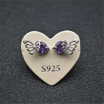 

Big Size Natural Gemstone Beads Cute Butterfly Stud Earrings 925 Silver Bins Fashion Jewelry Amethyst Garnet Peridot Aquamarine