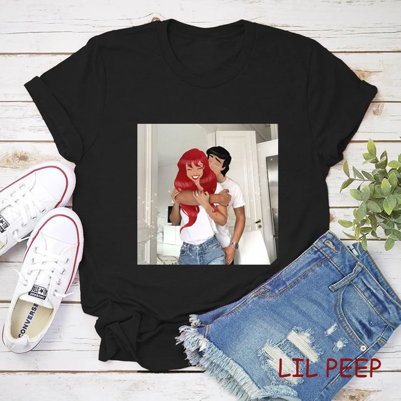 

AestheticTee Shirt Femme Vogue Ariel The Prince Love Polyester Vintage Korean Clothes O-Neck Funny T Shirts Harajuku Tops