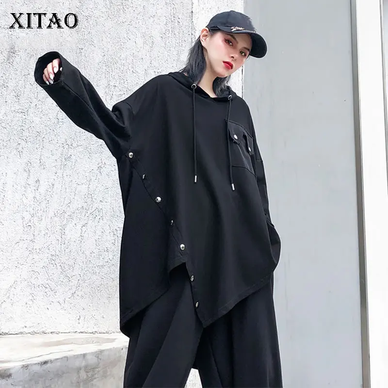 XITAO Tide нерегулярные лоскутные толстовки Женская одежда Модные осенние и зимние толстовки размера плюс топ новые свободные GCC2111