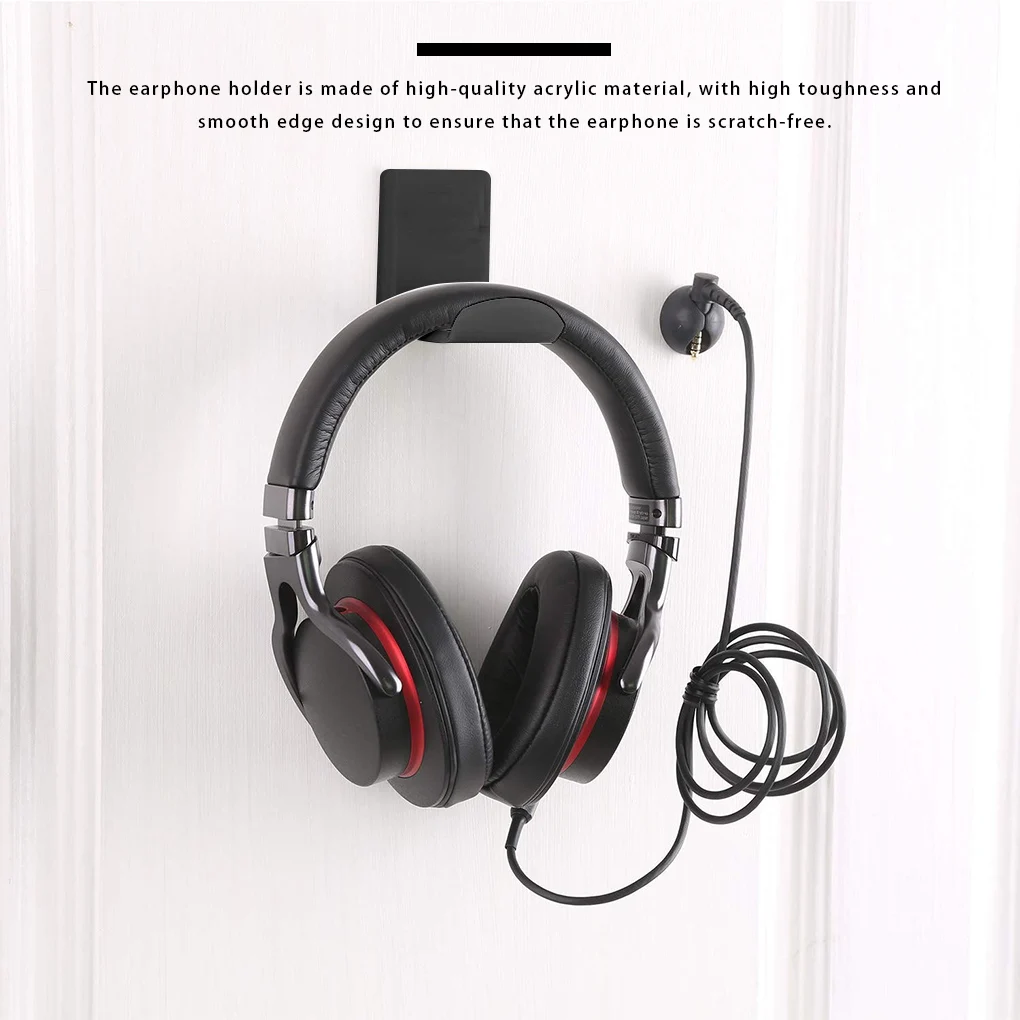 Colgador de pared para auriculares, soporte de exhibición para auriculares de ordenador, gancho acrílico montado en la pared, 1/2 uds.