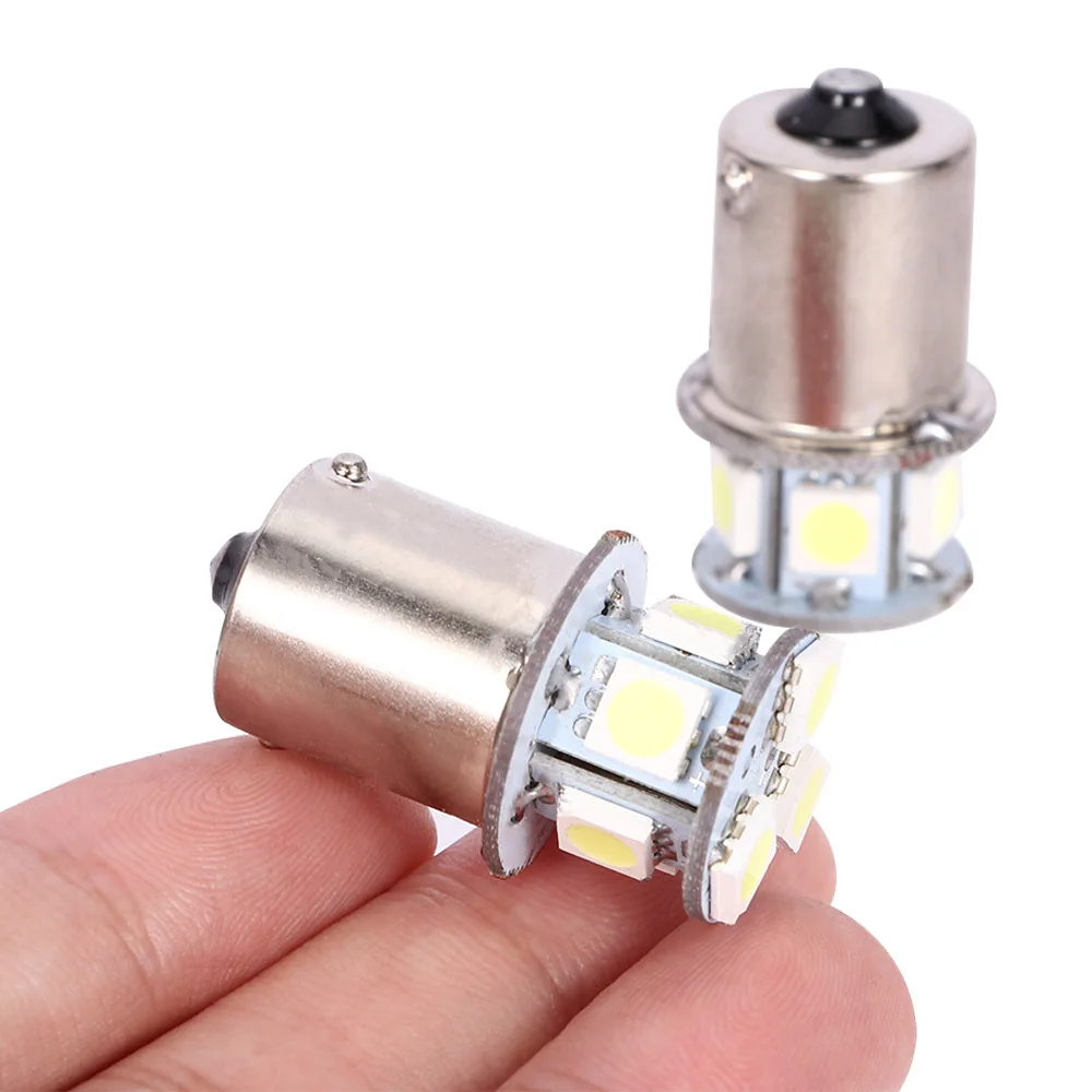 2 шт. автомобиль теплый белый свет лампы 12v BA15S R5W 1156 5050 8SMD светодиодный автомобиль задних фонарей, фонарей указателей повтора сигнала светильник лампы белого цвета
