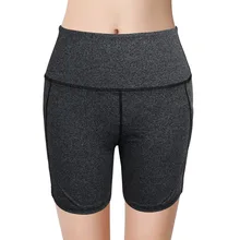 Лидер продаж Для женщин шорты с карманом Повседневное c высокой талией, эластичные, дышащие, для йоги спорт бег