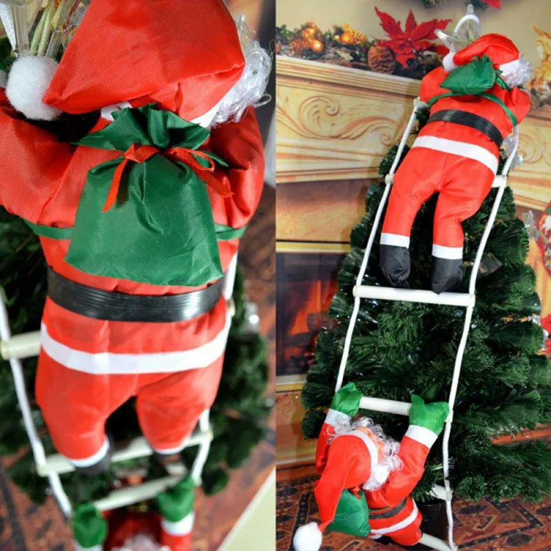 ChristmasHanging Ornaments Ladder Christmas Santa Claus Climb Ladder Doll Tree New Year Decorations Drop Pendant