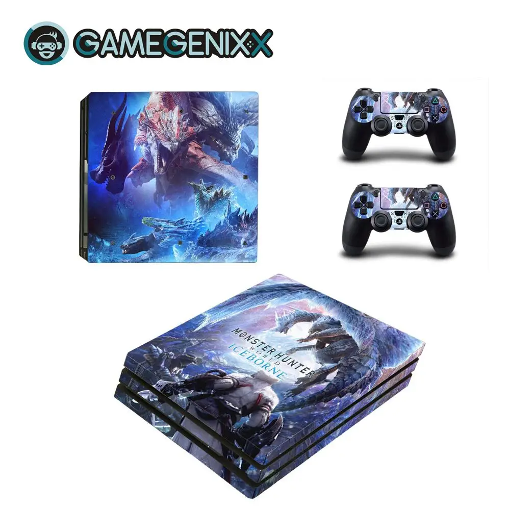 GAMEGENIXX виток винилопласта с наклейкой для консоли PS4 Pro и 2 контроллера-Monster Hunter World