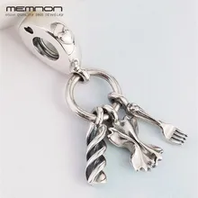 Memnon Love Pasta Висячие амулеты Серебро 925 пробы подходят для шарма бусины Браслеты Ожерелья DIY Подвески для изготовления ювелирных изделий