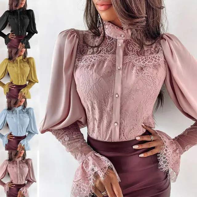 US $6.80 Chiffon Blouses Women 2019 Autumn Fashion Long Sleeve Button Down Shirt Office Blouse Slim Lapel Ca