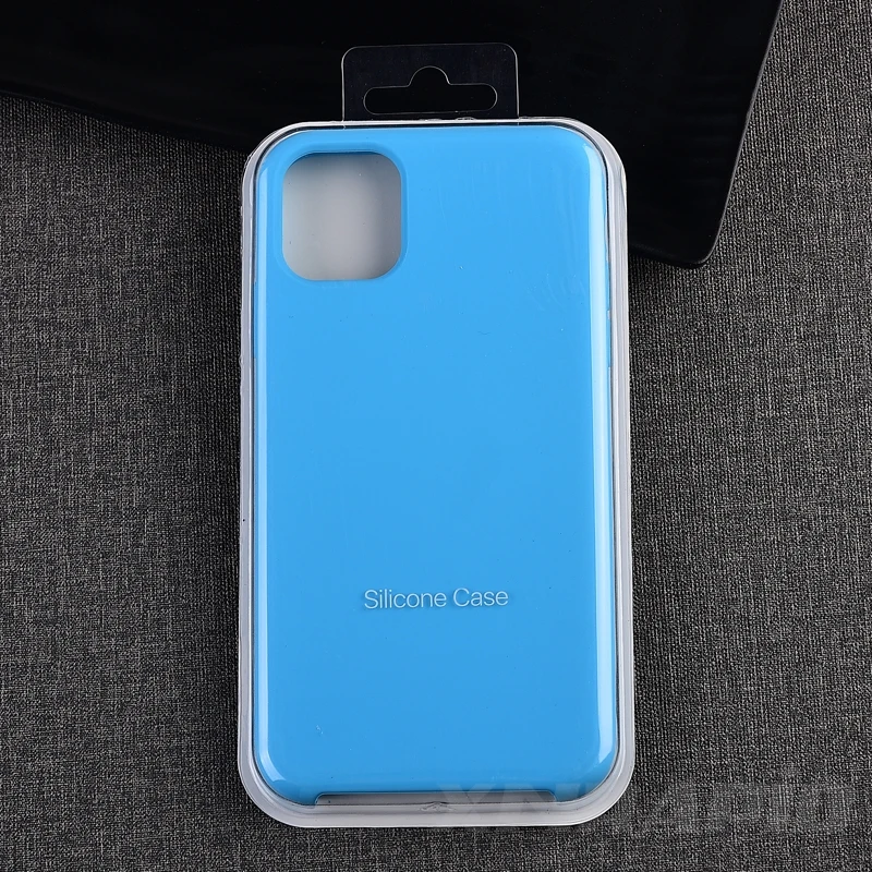 Официальный силиконовый чехол с логотипом для Apple iPhone 11 Pro Max, задняя крышка для iPhone X Xs Max XR 6 6s 7 8 Plus, чехол с коробкой - Цвет: Blue