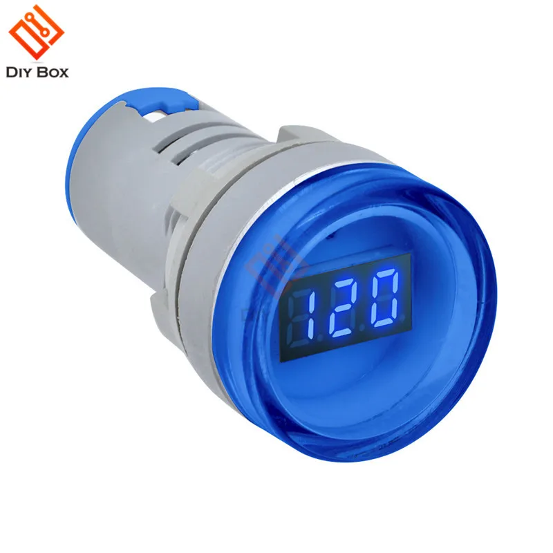 Blue 22 мм AD16 Тип AC60-500V Мини измеритель напряжения светодиодный цифровой дисплей Вольтметр переменного тока индикатор светильник/Пилотная лампа красный зеленый желтый синий - Цвет: Blue