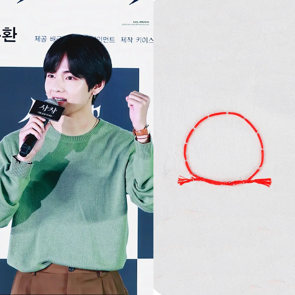 Kpop Bangtan браслет Jimin JUNGKOOK V ссылка веревка год рождения Браслеты из красной веревки