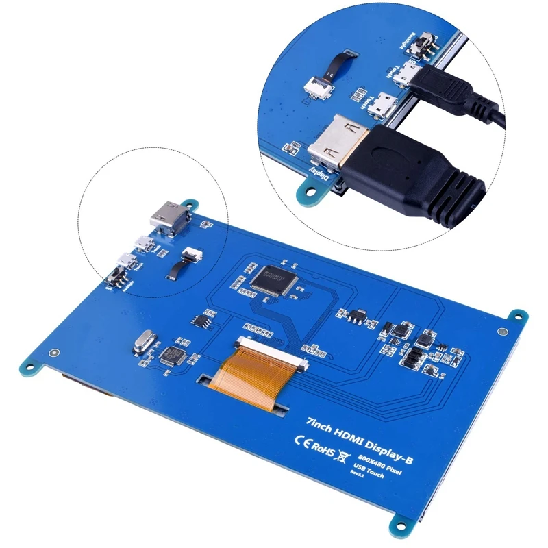 7 дюймов емкостный пресс ЖК-дисплей для Raspberry Pi 3B/3B+ экран HDMI вход 1024X600 с Чехол-подставка