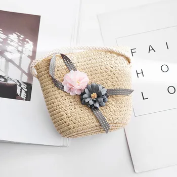 

Fashion Children's Shoulder Messenger Bag Tassel Girls Mini Weaving Bag Coin Purse Beach Straw Bag Cute Princess Handbag