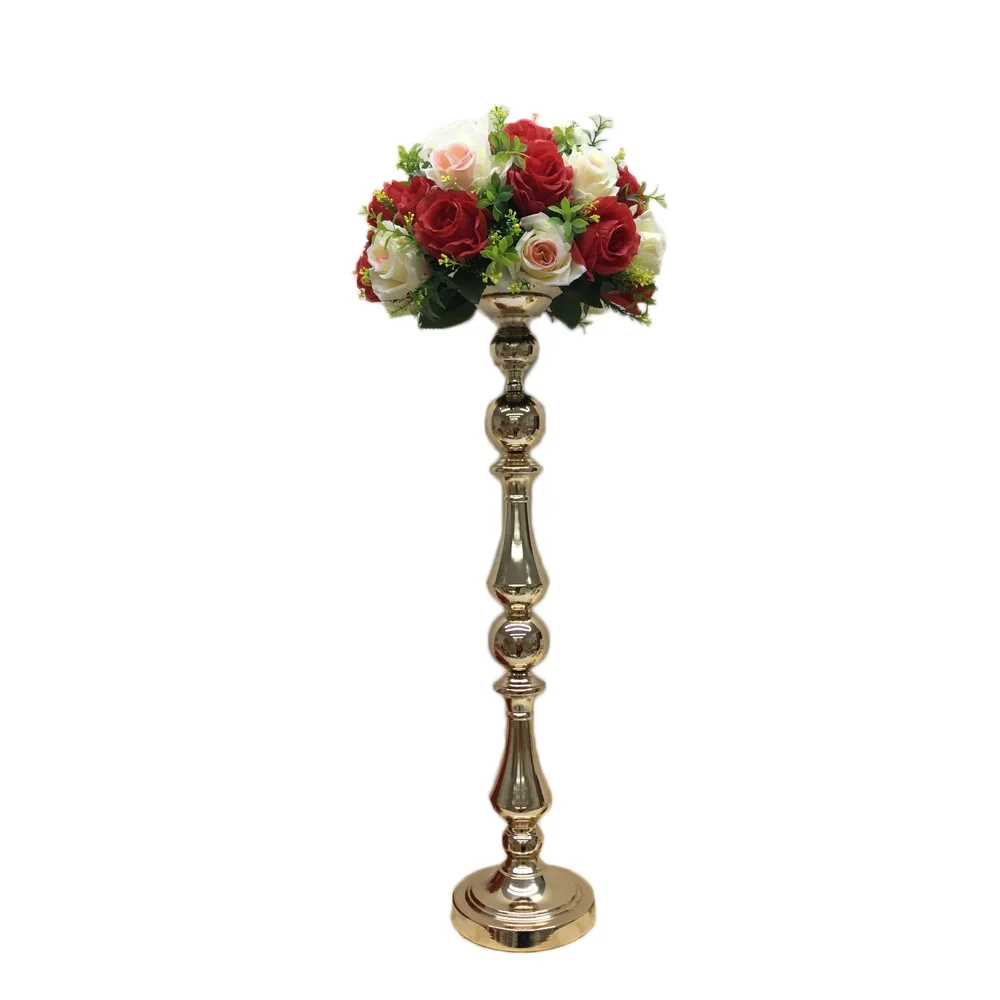 

10 PCS/LOT 71CM/28" Flower Vase Gold Candle Holder Candlestick Wedding Table Decoration Centerpieces Flower Rack Road Lead