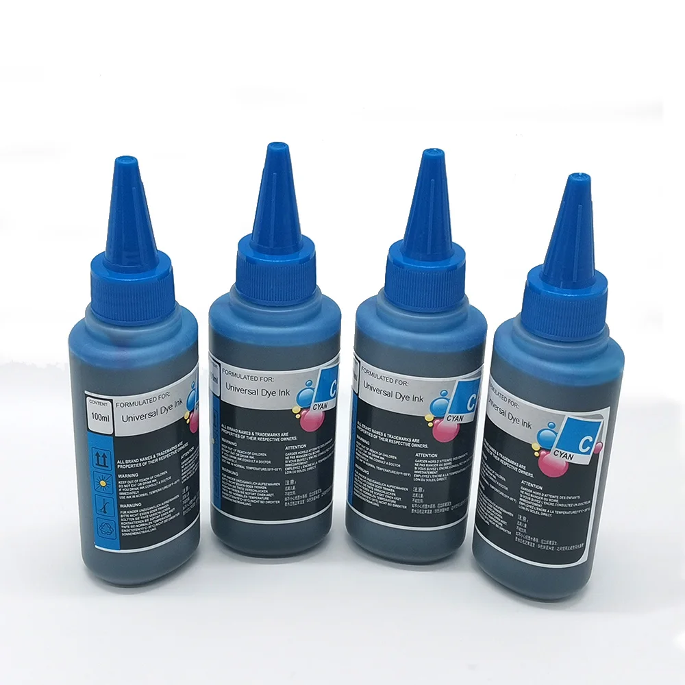 Universal 100ml x4 Refill DYE Ink kit for Epson Canon HP Brother DELL Inkjet Printer CISS Cartridge Printer Ink