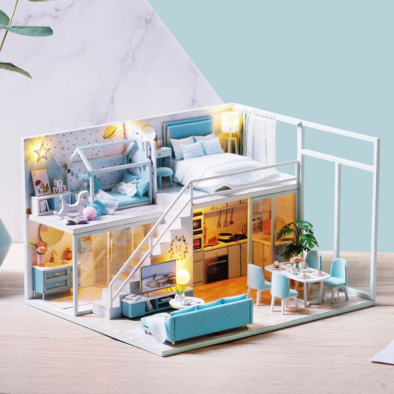 DIY Roombox деревянные кукольные домики миниатюрный кукольный домик мебель набор игрушек для детей рождественские подарки на день рождения