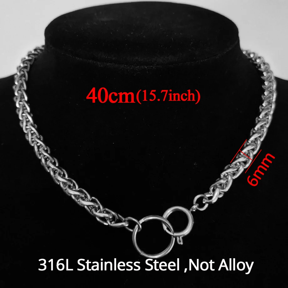 Женское колье чокер из нержавеющей стали массивное ожерелье серебряного цвета в