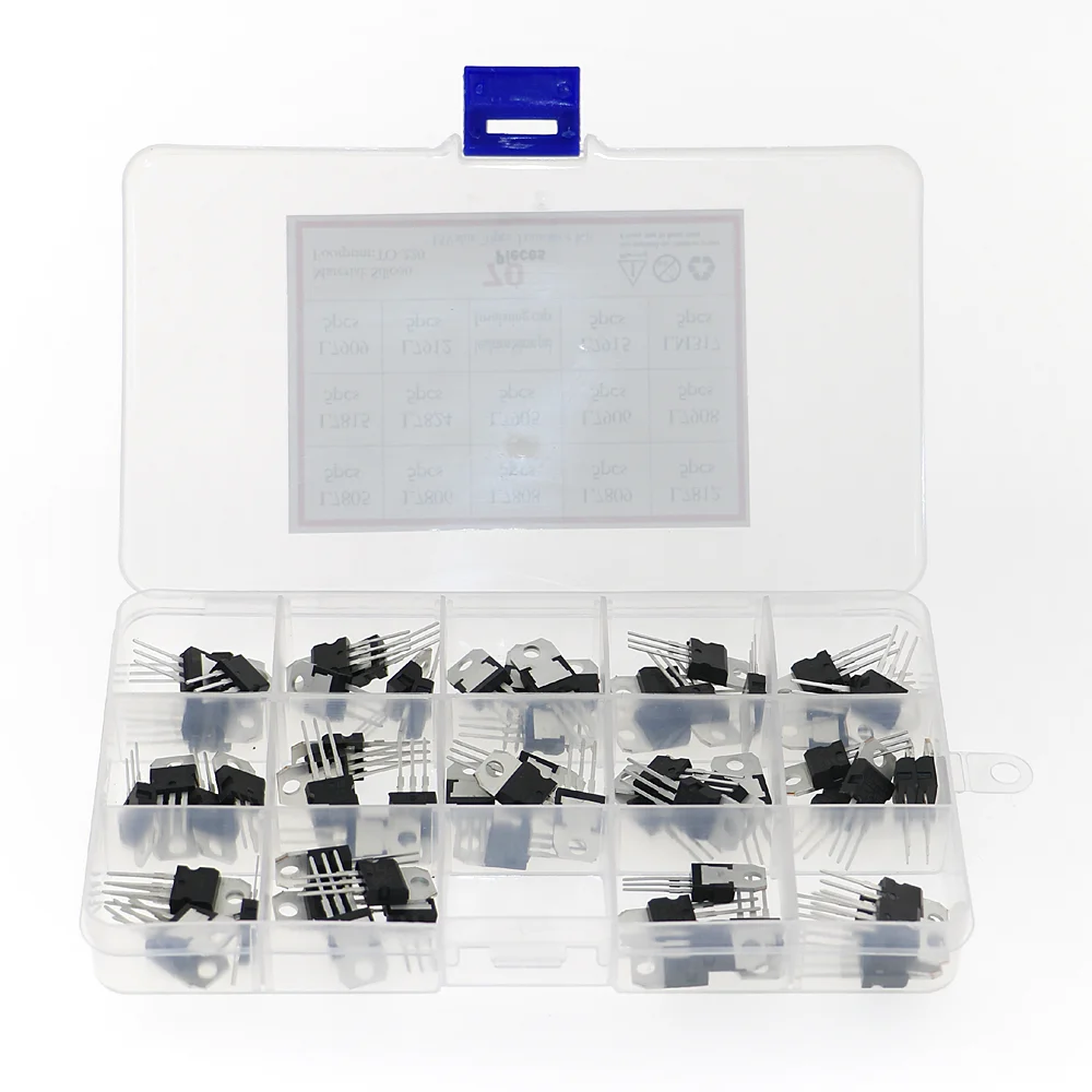 10 tipi 50 pezzi assorti T0-220 K regolatori di tensione LM317T L7805 L7806 L7808 L7809 L7810 L7812 L7815 L7818 L7824
