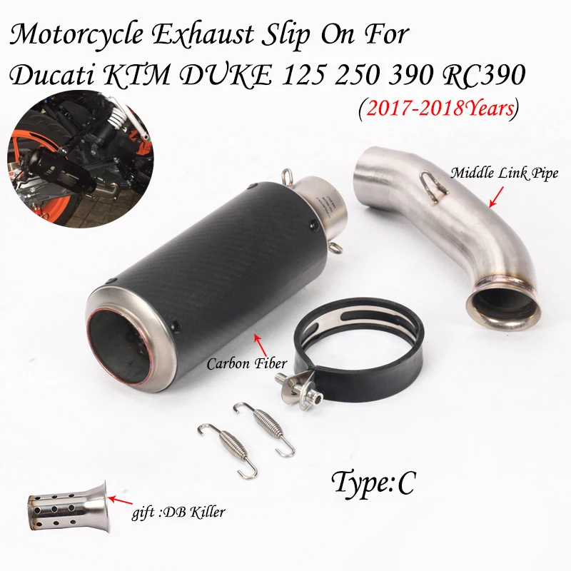 Выхлопной глушитель без шнуровки для Duke 125 250 390 RC390 2017 2019 полная система мотоцикла