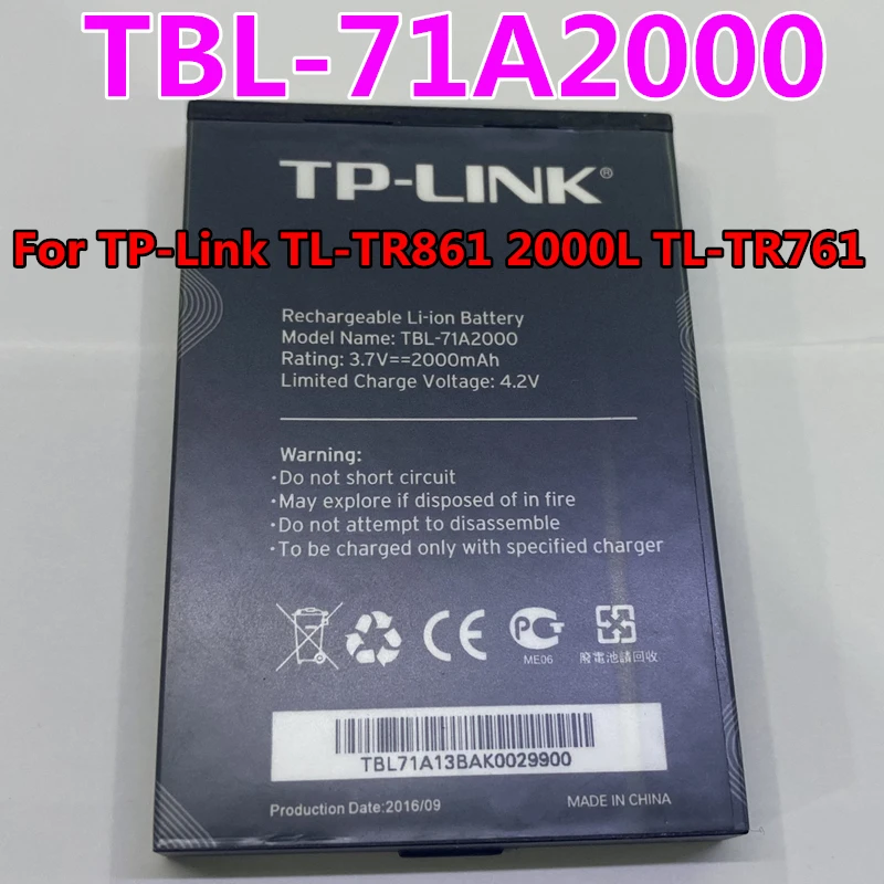 Nuovo 3.7V 2000Mah Tbl-71A2000 Per Tp-Link Tl-Tr861 2000L Tl-Tr761 M5250 M5350 M7000 M7200 M7300 4G Lte Wifi Router Modem Batteria